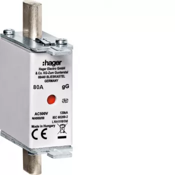 Hager LNH0080M cartouche fusible NH000 500V gG 80A avec indicateur combiné