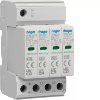 Hager SPB420 parafoudre type 2 3P+N 275V AC 40kA rail DIN