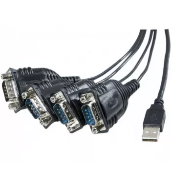 Exertis Connect USB to Serial Adapter Cable, USB-A Male to DB-9 Male, 1.3 m, Thumbscrews, Black 040344