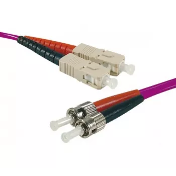 Câble de raccordement fibre optique EXERTIS CONNECT Eco, OM4 50/125µm, ST vers SC duplex, violet érika, 5m 392824
