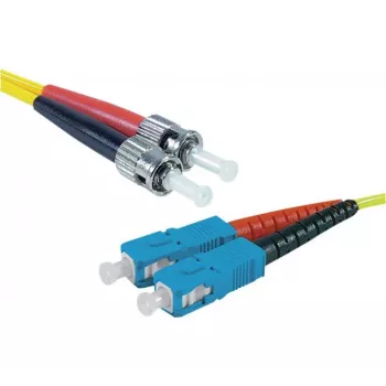 Exertis Connect ST/UPC to SC/UPC Singlemode Duplex Fiber Patch Cable, 2m, OS2, LSZH, Yellow 392882