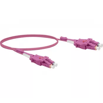 Câble de raccordement fibre optique Uniboot EXERTIS CONNECT, OM4 50/125 µm, LC duplex vers LC duplex, UPC, violet érika, 10 m 392956