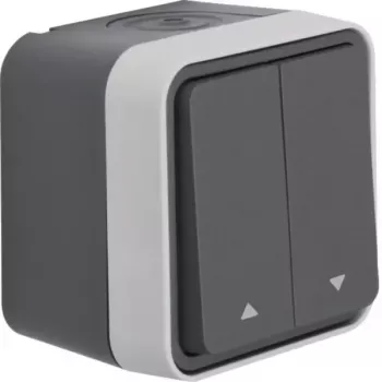 Bouton-poussoir série pour volet roulant Hager WNC302, 2 canaux, encastré, blanc polaire