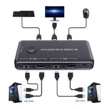 Exertis Connect Mini commutateur KVM, 2 ports, HDMI / USB (060182)