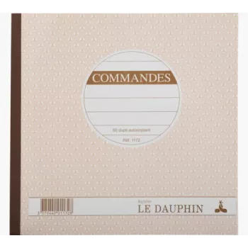 Le Dauphin Manifold Commandes Bloc de formulaires de commande, 210 x 210 mm, 2 volets autocopiants, 50 jeux, blanc/jaune (1172D)