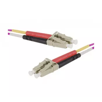 Câble patch fibre optique duplex multimode EXERTIS CONNECT 10 m LC/UPC vers LC/UPC OM4, LSZH, violet Erika 392786