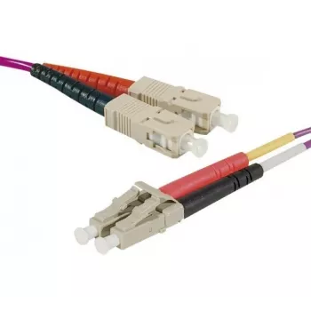 Câble patch fibre optique OM4 HD EXERTIS CONNECT, SC duplex vers LC duplex, 50/125 µm, violet Erika, 0,5 m 392800