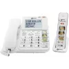 Geemarc AMPLIDECT COMBI-PHOTO 295 Corded Senior Phone with Answering Machine, Photo Buttons, Backlit Display, White