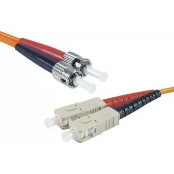 Câble de raccordement fibre optique duplex multimode EXERTIS CONNECT ST/UPC vers SC/UPC, OM2 50/125 µm, LSZH, orange, 2 m 392702