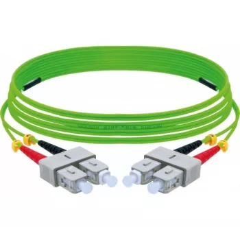 Câble de brassage fibre optique OM5 EXERTIS CONNECT SC duplex vers SC duplex, 50/125 µm, UPC, vert citron, 1 m 392901