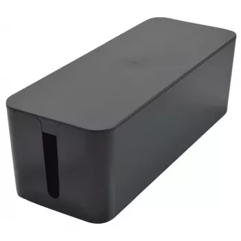 Grande boîte de gestion des câbles Exertis Connect pour multiprises, noire, 400 x 160 x 135 mm 573424