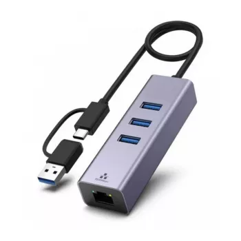 Adaptateur réseau Gigabit Ethernet USB 3.1 Exertis Connect avec hub USB et convertisseur Type-C (310763)