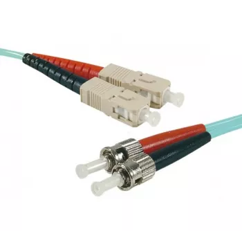 Câble de raccordement fibre optique OM3 EXERTIS CONNECT, 50/125 µm, 2x ST vers SC duplex, aqua, 5 m 392764