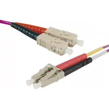 Câble de raccordement fibre optique OM4 Exertis Connect LC duplex vers LC duplex UPC, violet érika, 7 m 392785