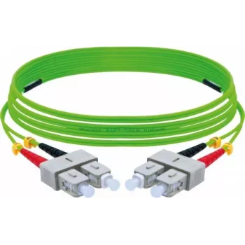 Câble de raccordement fibre optique OM5 EXERTIS CONNECT SC duplex vers SC duplex, 50/125 µm, LSZH, vert citron, 10 m 392906