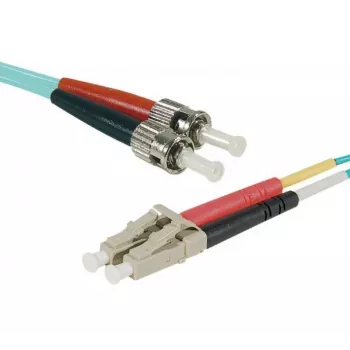 Câble de raccordement fibre optique Eco EXERTIS CONNECT, 50/125 µm, fibre OM3, LC duplex vers ST duplex, aqua, 3,0 m, polissage UPC 392733