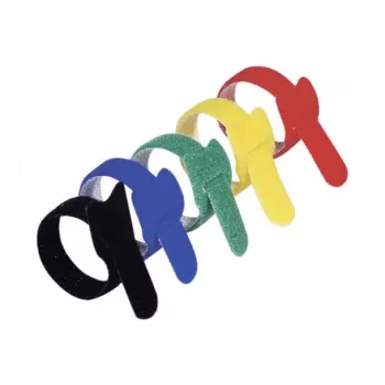 Ensemble d'attaches de câbles velcro Exertis Connect, 210 mm x 16 mm, 15 pièces, 5 couleurs (noir, bleu, vert, jaune, rouge)