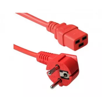 Câble d'alimentation Exertis Connect 16 A Schuko coudé vers C19 droit, rouge, 2 m 640055