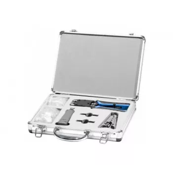 Kit d'outils réseau EXERTIS CONNECT avec fiches RJ45 dans valise aluminium-plastique (818082)