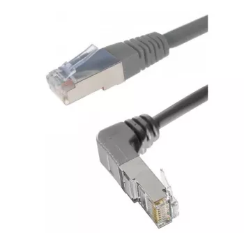 Câble de raccordement Exertis Connect Cat. 6A S/FTP, coudé vers droit, gris, 2 m 854304