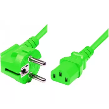 Exertis Connect câble d'alimentation secteur, fiche Schuko coudée vers embase IEC C13, vert, 1,8 m (808016)