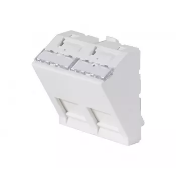 Enjoliveur EXERTIS CONNECT 45x45 mm pour 2 modules Keystone, 30°, blanc signalisation RAL 9003 911711