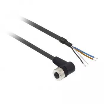 Câble PUR droit TMSS GERMANY Telemechanique Sensors M12 femelle 4 broches, 10 m, noir, IP67 XZCP1241L10