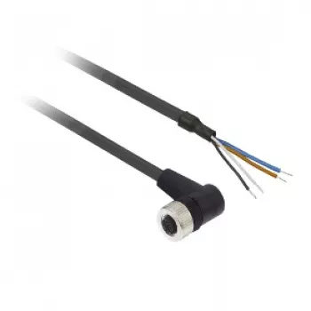 Câble PUR TMSS GERMANY Telemechanique Sensors M12 femelle droit 4 broches, 2 m, noir XZCP1241L2