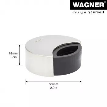 Wagner design yourself EH 5151 butoir de porte en zamak avec tampon en caoutchouc, chromé, Ø50 mm, à visser, argent 15515111