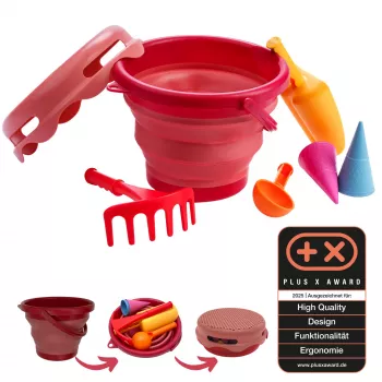 SCHILDKRÖT Coffret de jouets de plage 7 en 1 avec seau pliable, rouge 970245