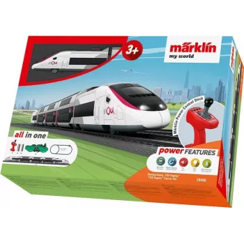Märklin TGV Duplex H0 train numérique 5 éléments avec Mobile Station 2, blanc/noir 029406