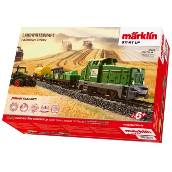 Märklin 29653 coffret de départ H0 agriculture – locomotive à vapeur numérique BR 81 avec son mfx+, Mobile Station 3, ovale voie C, wagons avec tracteur et balles de foin