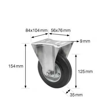 Wagner design yourself Fixed Castor RO 8124 Silver 50 mm Wheel 40 kg Load Capacity 4812401