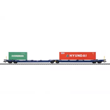 Wagon-poche double Sdggmrss Märklin 47474 échelle H0 1:87 bleu cobalt 393 mm