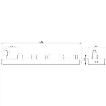 SIEMENS 5ST36760 Barre omnibus à broches 10 mm² 1P+N 12 modules, 6 AFDD + 6 composants