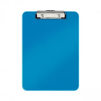 LEITZ WOW Porte-bloc A4 bleu métallisé avec pince métallique, capacité 80 feuilles 3971-00-36