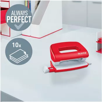 LEITZ Mini NeXXt WOW 5060 rouge Perforatrice 10 feuilles 2 trous 5060-10-26