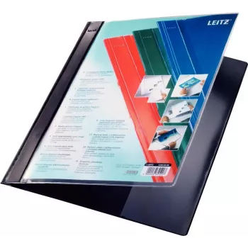 Chemise de présentation LEITZ Exquisit avec poche avant, A4 surdimensionné, film rigide PVC, noire, couvercle transparent 4193-00-95
