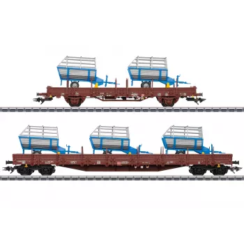 Märklin 46407 Ensemble de wagons à ranchers DB AG époque VI (2 wagons, chargement de bois, H0)