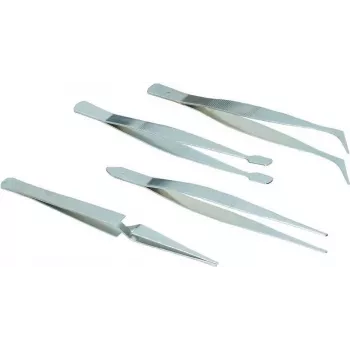 Ensemble de 4 pinces de précision Brüder Mannesmann M 615, en acier inoxydable, 110 mm