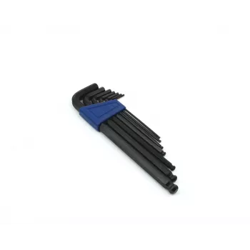 Jeu de clés Allen en L Brüder Mannesmann M 299, 7 pièces, acier chrome-vanadium, métrique 2,5-10 mm, DIN 911, chromé satiné, avec support à clip en plastique