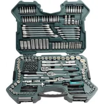 Jeu de douilles BRÜDER MANNESMANN, 215 pièces, avec cliquets à entraînement 1/4 inch, 3/8 inch et 1/2 inch, acier CrV, chromé mat, dans une mallette (98430)