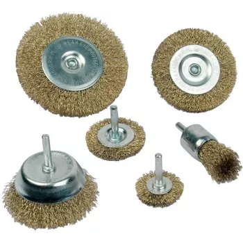 Brüder Mannesmann MAN 43806 ensemble de 6 brosses métalliques – brosses à main et à perceuse en acier, laiton et nylon pour l'élimination de la rouille et le nettoyage