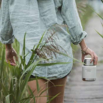 THERMOS ICON Food Jar Beige 0.47 L Insulated Stainless Steel Container with Folding Spoon 4120323047