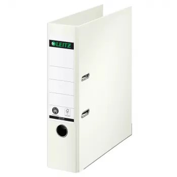 Classeur à levier 180° A4 80 mm blanc, revêtement papier intégral Leitz 1007-00-01