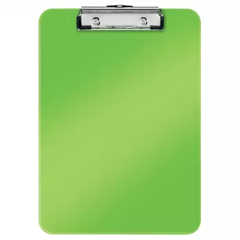 Presse-papiers A4 LEITZ WOW en polystyrène vert métallisé avec pince métallique, capacité 80 feuilles 3971-00-54