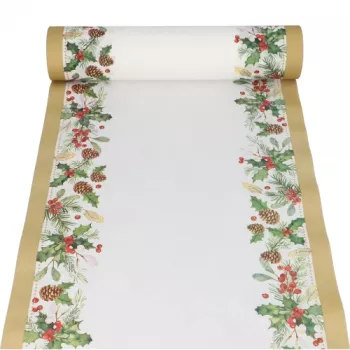 Chemin de table PAPSTAR gui et pommes de pin 37231 multicolore 40 cm x 24 m