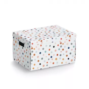 Zeller boîte de rangement Dots blanche avec points 25 x 35 x 20 cm 14475