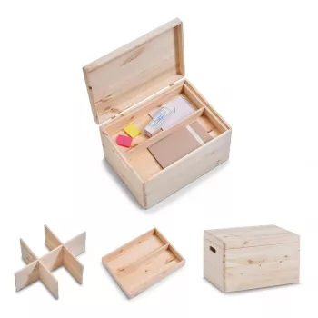Jeu de caisses polyvalentes Zeller 13327 avec couvercles, 3 pièces, bois tendre