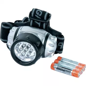 BRÜDER MANNESMANN Lampe frontale LED, orientable, avec 7 LED en blister, 3 niveaux de luminosité : 1, 3 ou 7 LED, 1 pièce (M30640)